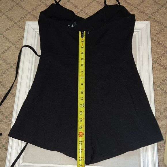 Solemio Black crepe feel romper with wrap front and side tie - M - Picture 6 of 10